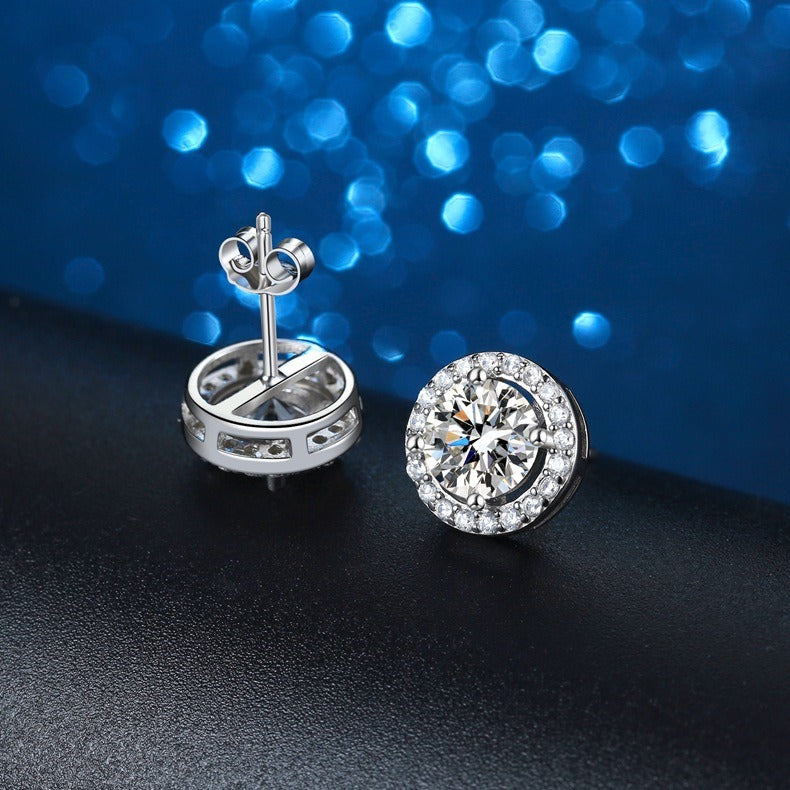Certified VVS1 Moissanite Halo Earrings