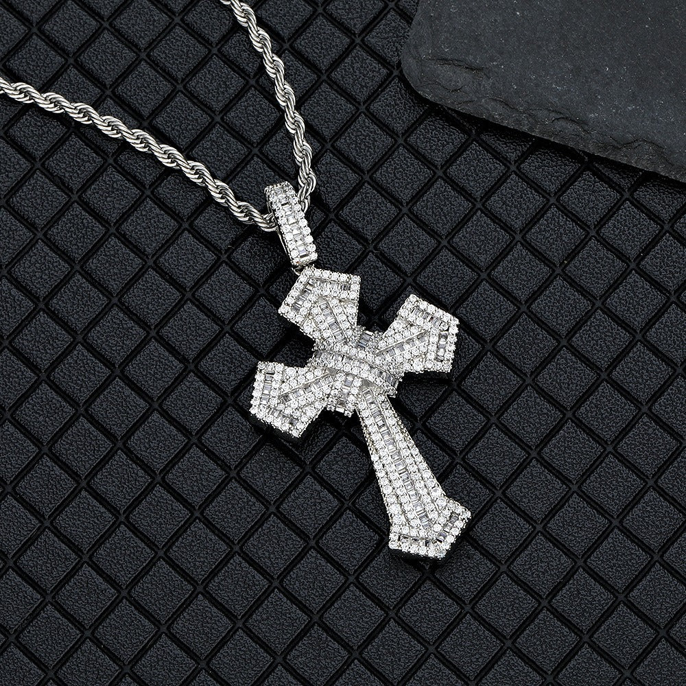 Women Iced Baguette Jesus Cross Pendant