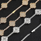 Spring Clasp Diamond Four-Leaf Clover Hip Hop Tennis Chain