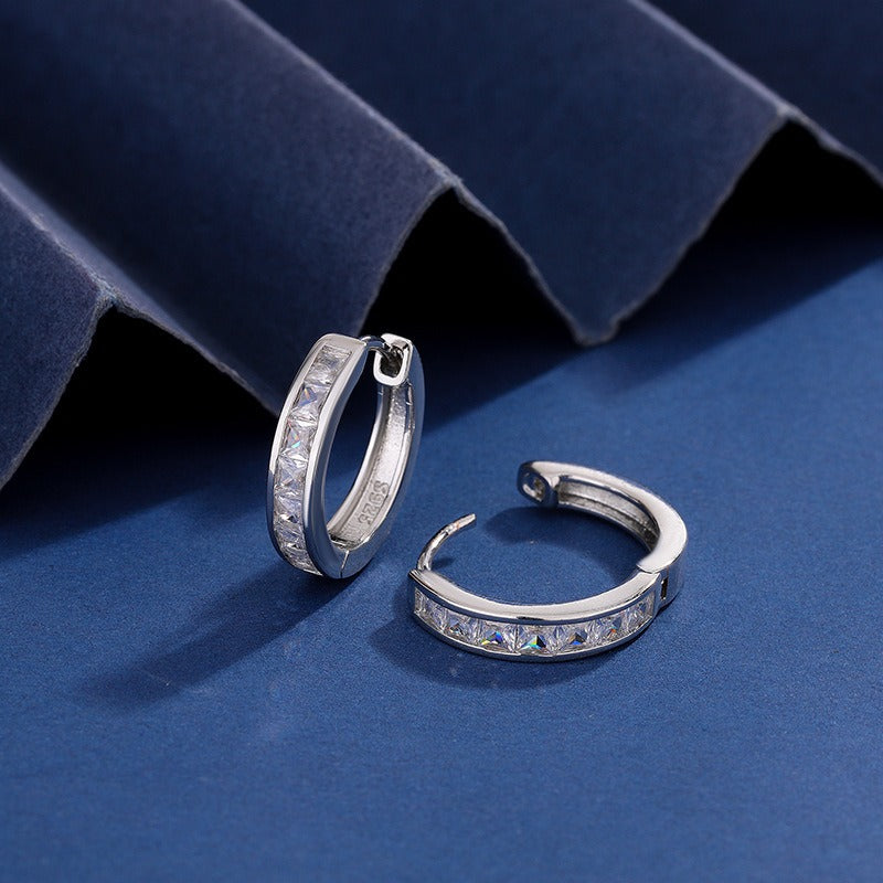Women Moissanite Hoop Earrings in S925 Sterling Silver