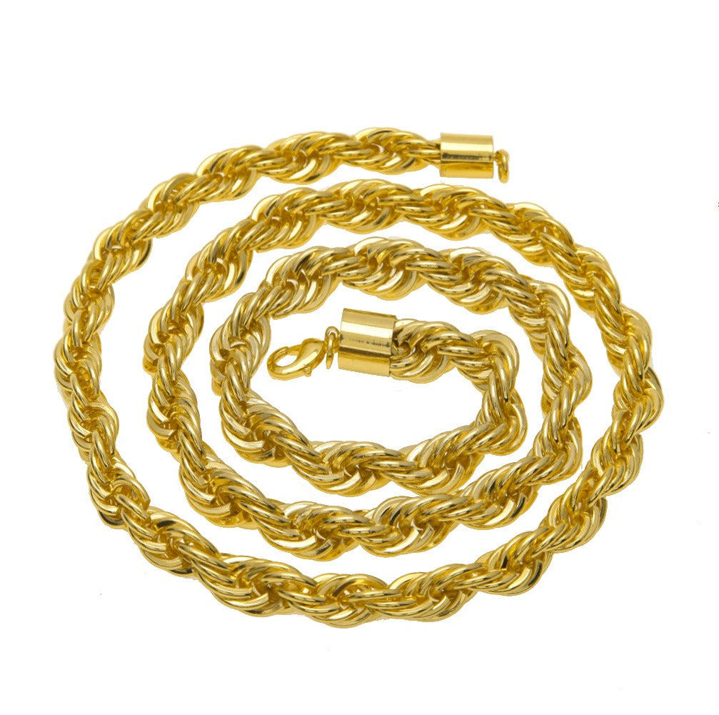 10mm 18K Gold/White Gold Finish Rope Chain