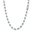 Emerald Cut Green Nano And Round White Cubic Zircon Necklace