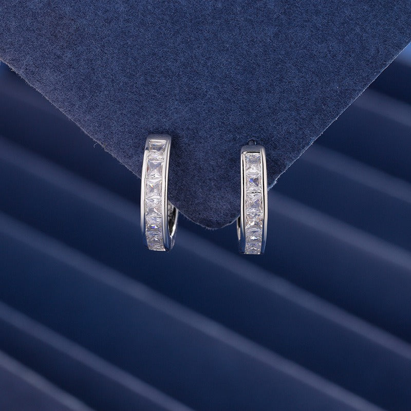 Women Moissanite Hoop Earrings in S925 Sterling Silver