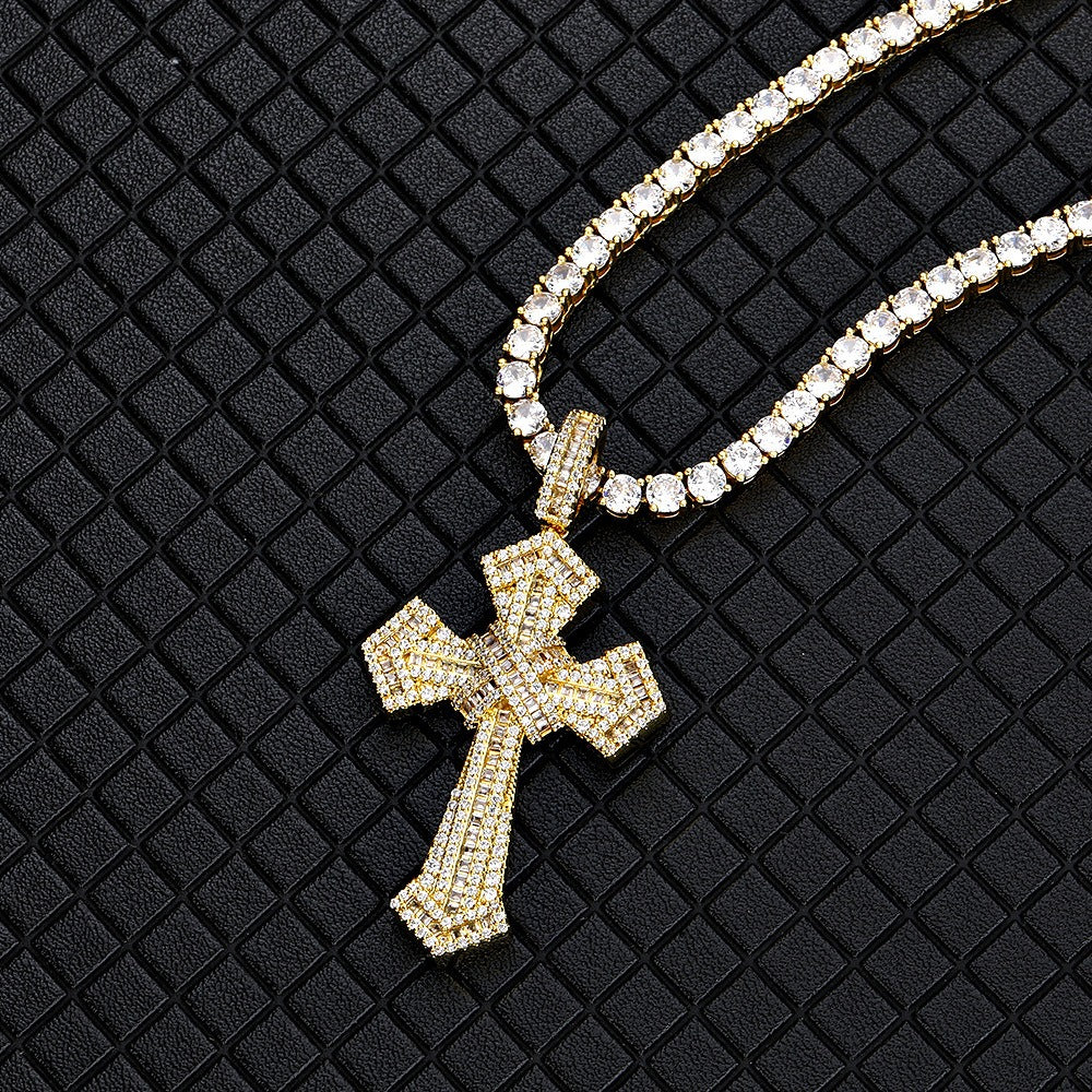 Women Iced Baguette Jesus Cross Pendant