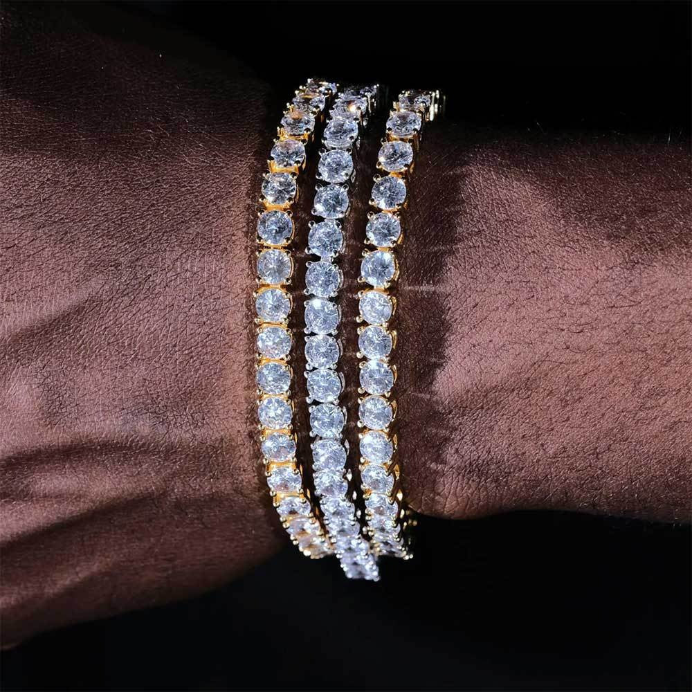 6mm AAA CZ Hip Hop Clustered Tennis Chain Clustered Bracelets