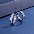 Moissanite Hoop Earrings in S925 Sterling Silver