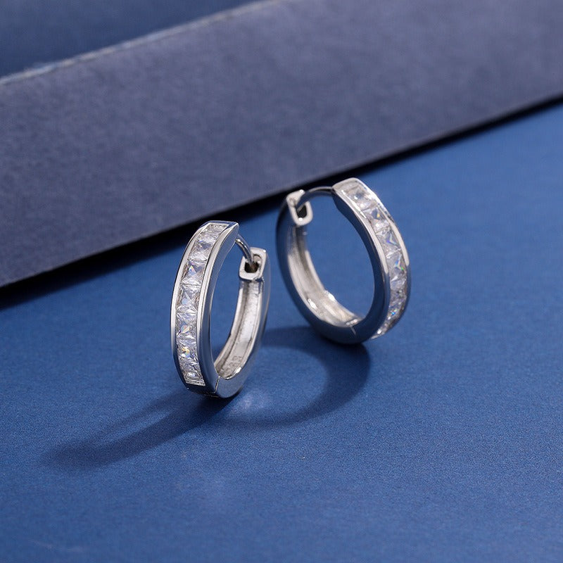 Women Moissanite Hoop Earrings in S925 Sterling Silver