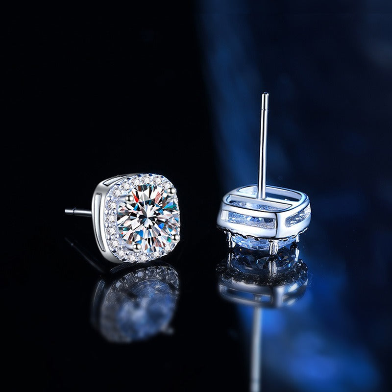 925 Sterling Silver VVS1 Moissanite Cluster Stud Earrings