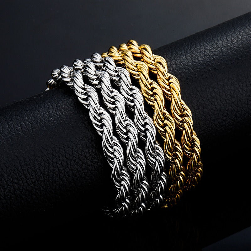 10mm 18K Gold/White Gold Finish Rope Chain
