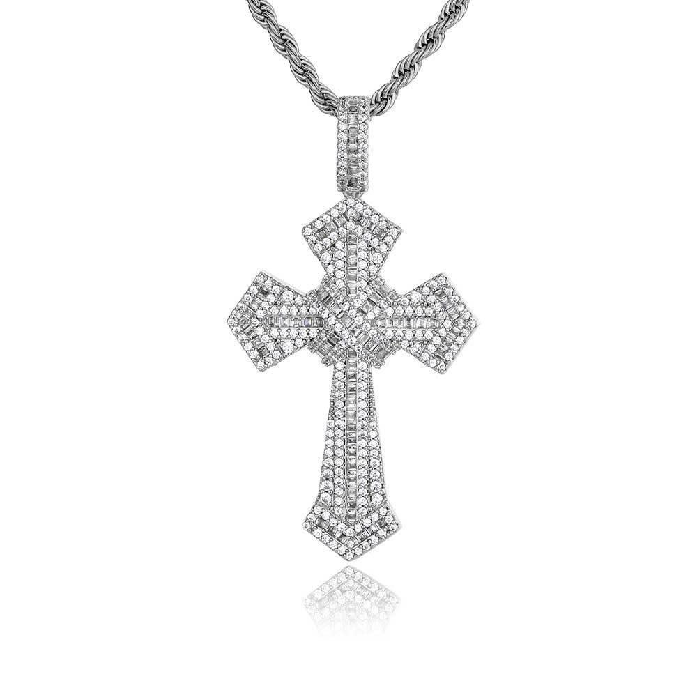 Women Iced Baguette Jesus Cross Pendant