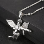 Evenge Angel Pendant Necklace - Iced Out Cupid with Hip Hop Chain