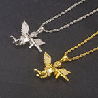 Evenge Angel Pendant Necklace - Iced Out Cupid with Hip Hop Chain