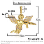 Evenge Angel Pendant Necklace - Iced Out Cupid with Hip Hop Chain