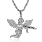 Evenge Angel Pendant Necklace - Iced Out Cupid with Hip Hop Chain