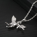 Evenge Angel Pendant Necklace - Iced Out Cupid with Hip Hop Chain