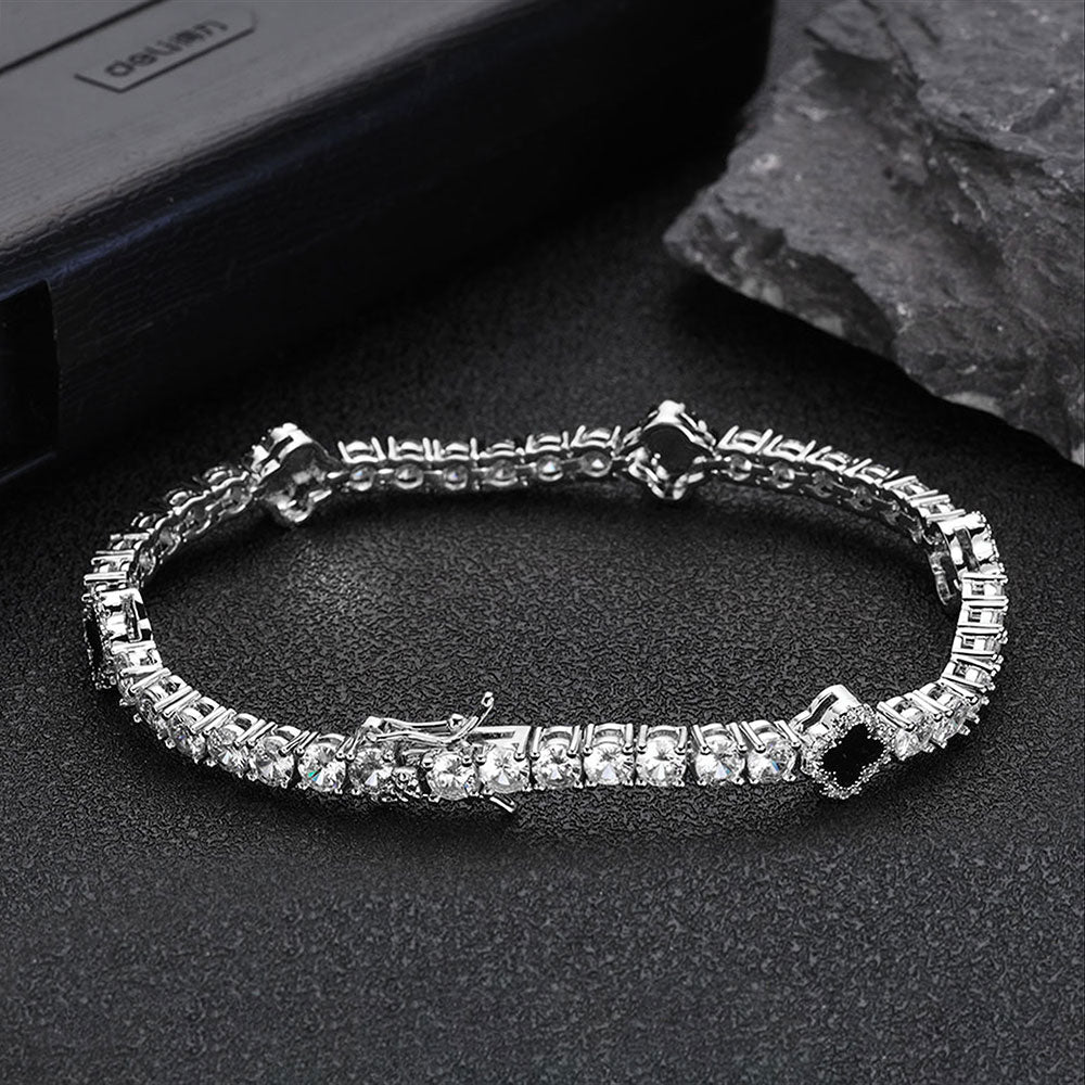 Iced Out Four Leaf Clover Tennis Bracelet