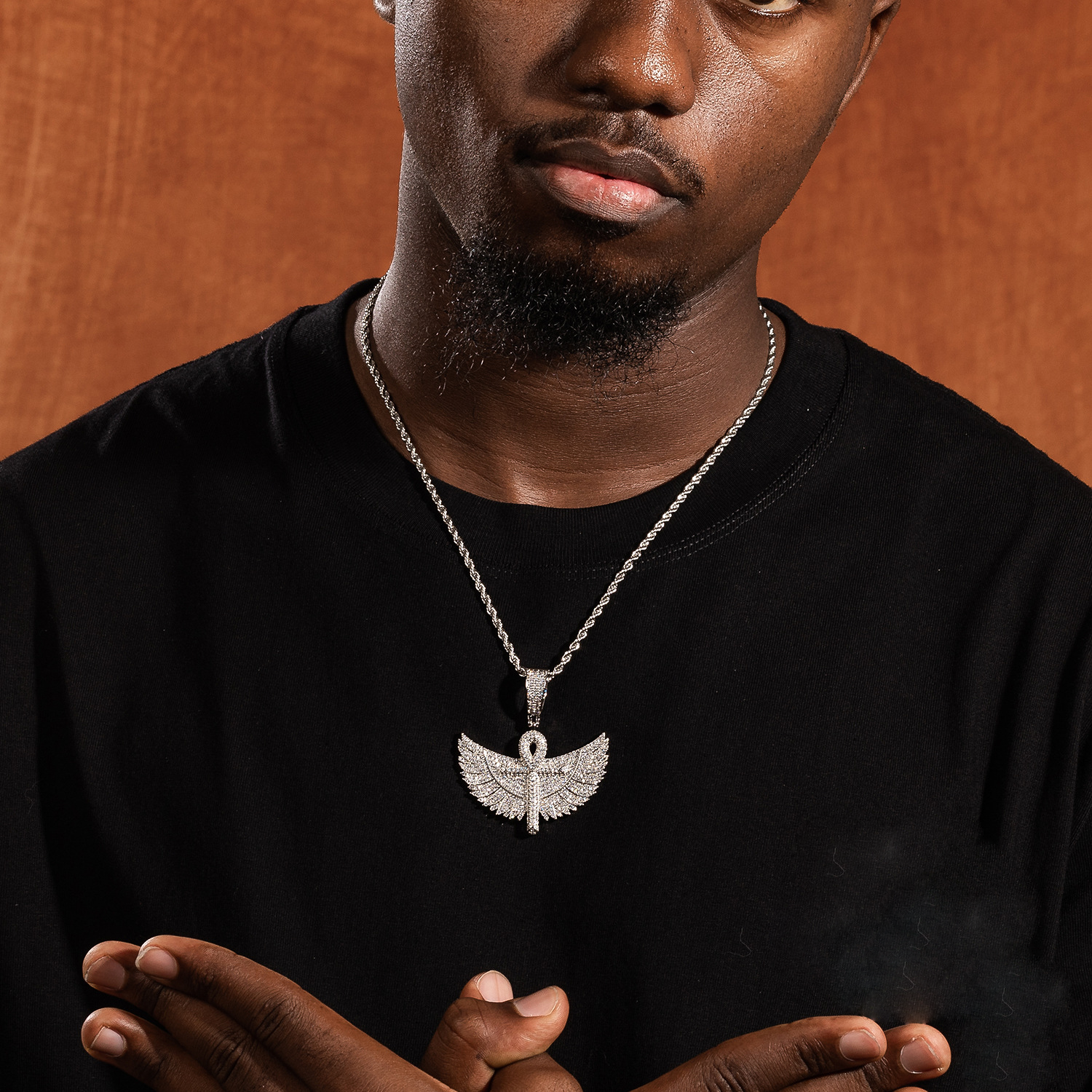 Hip Hop Big Wings Anhe Cross Pendant