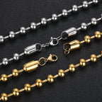 8mm Glass Bead Chain Round Bead Chain Stainless Steel Hip Hop Necklace