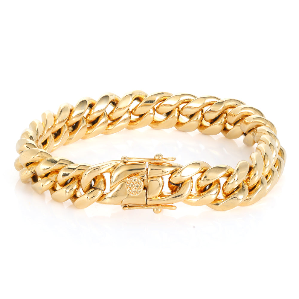 Women 12mm Classic Miami Cuban Link Bracelet