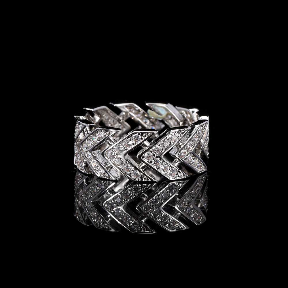 Vintage V-Shaped Arrow Diamond Hip-Hop Ring