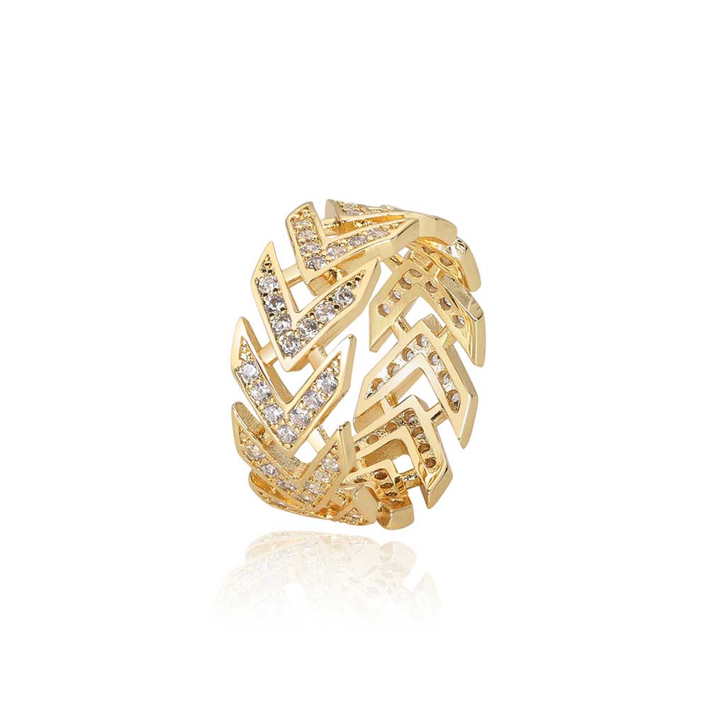 Vintage V-Shaped Arrow Diamond Hip-Hop Ring