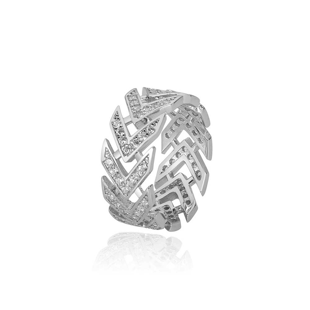 Vintage V-Shaped Arrow Diamond Hip-Hop Ring