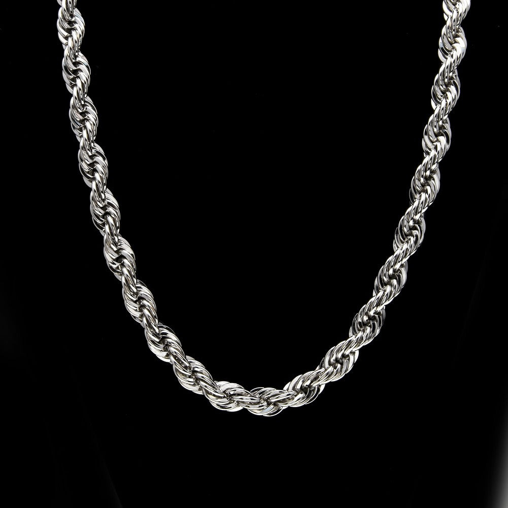 10mm 18K Gold/White Gold Finish Rope Chain