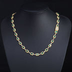 Emerald Cut Green Nano And Round White Cubic Zircon Necklace