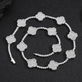 Spring Clasp Diamond Four-Leaf Clover Hip Hop Tennis Chain