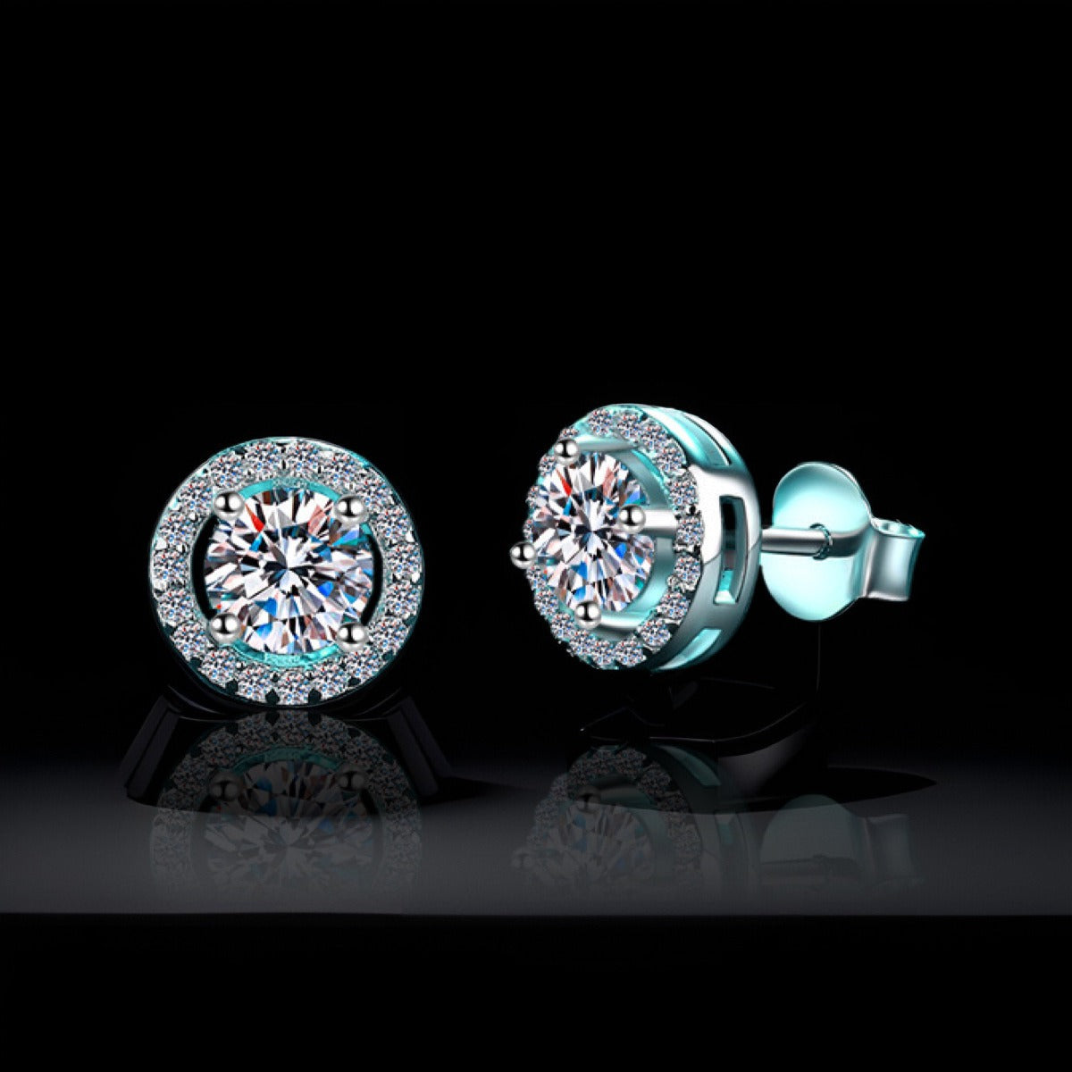Certified VVS1 Moissanite Halo Earrings